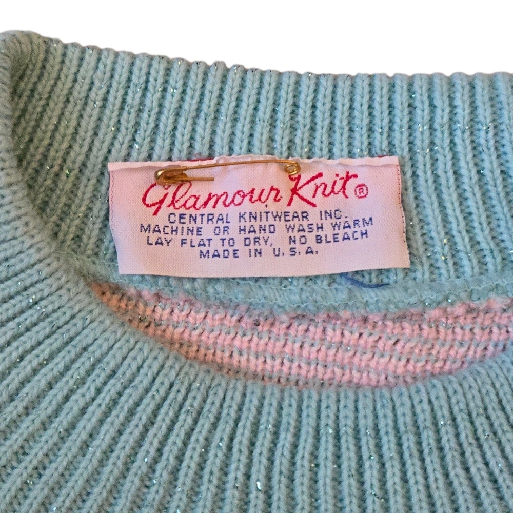 Mint Green Bird Pattern Sweater - image 4